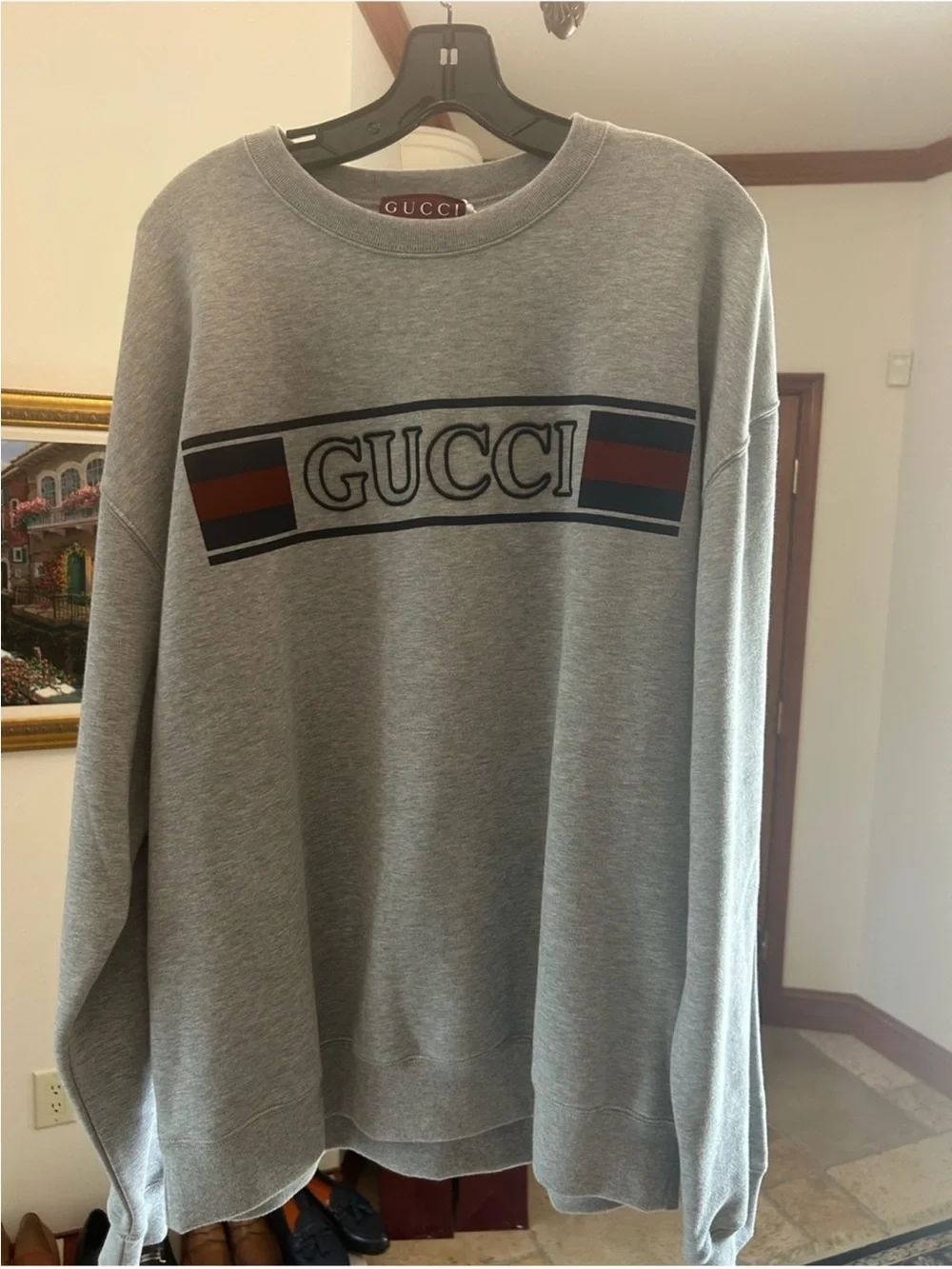 Men’s Gucci jersey cotton sweatshirt, prominent retro style embroidery size XXXL